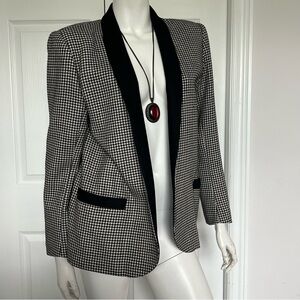 Vintage Black and White Houndstooth Blazer Jacket